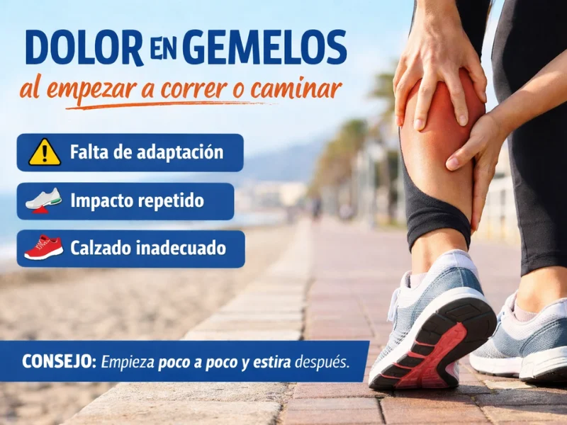 Dolor en gemelos al empezar a correr en Almería Dolor en gemelos al empezar a correr o caminar en primavera en Almería, sobrecarga muscular en piernas